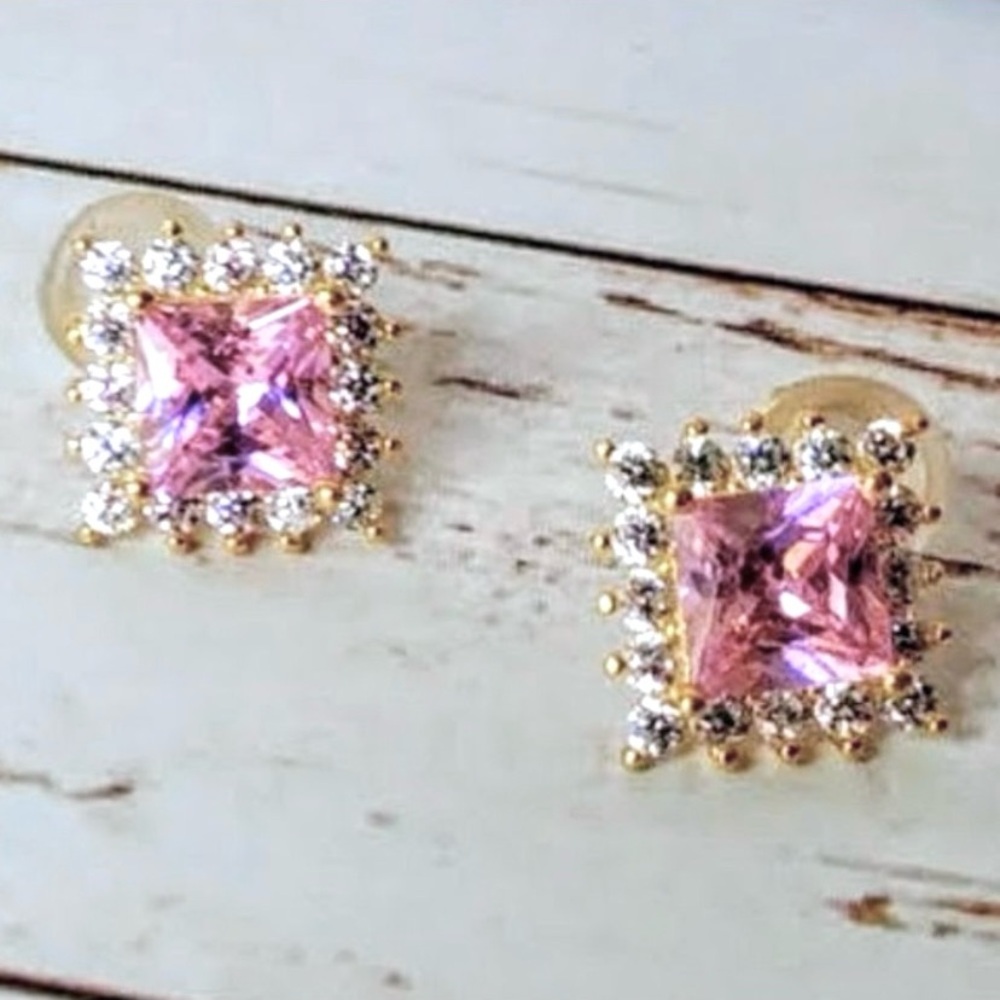 Princess Pink Topaz Earrings